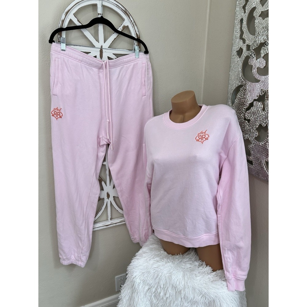 Roller Rabbit X Target pink sweatpants LARGE Sweatshirt MEDIUM Sweat Suit Set